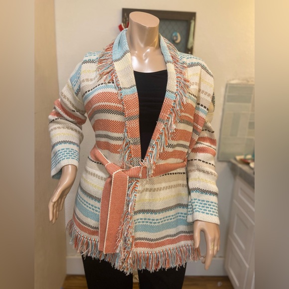 Pendleton Columbia Shawl Collar Cardigan in Sandshell Multi-Stripe - Picture 1 of 6